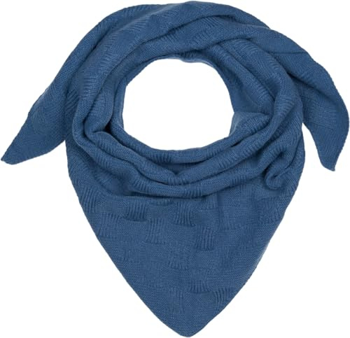 styleBREAKER Femme XXL Écharpe Triangle Unique avec motif tricoté en damier, Maxi Écharpe, Chiffon Chaud Hiver 01020047, couleur: Bleu jeans