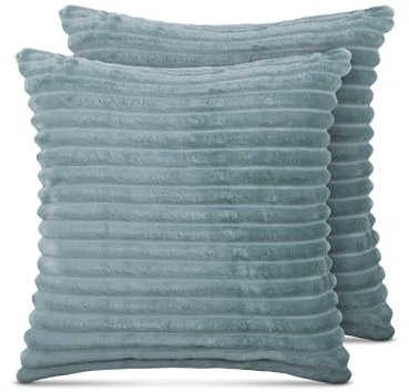 Bestlivings Sofakissen 50x50cm (2er Pack/Graugrün) Cord Optik - Kuschelig weicher Bezug mit Reißverschluss - Kissen - Öko Tex - Sofakissen, Dekokissen