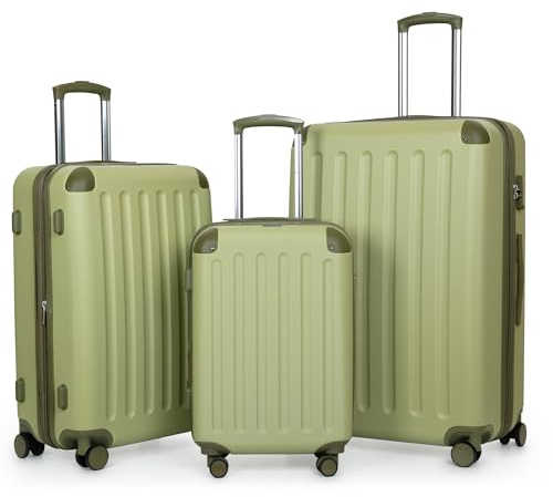 HAUPTSTADTKOFFER Spree - 3er Kofferset, TSA, Trolley-Set, Rollkoffer, Reisekoffer, (S, M & L), Kiwi