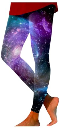 Generisch Galaxy Costume da donna Space Colorati Leggings 3D Galassia Stampato Stretchy Yoga Pantaloni Skinny Sport Leggins Mondiali Astronauti Costume Vita Alta Yoga Leggings Costume di Carnevale,