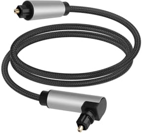 YANBORONSON Cavo Toslink Ottico 90 Gradi, Connettore Maschio con Rotazione 360 Gradi, per Home Theater, TV, Amplificatori, Soundbar, Lettori DVD/CD 1M