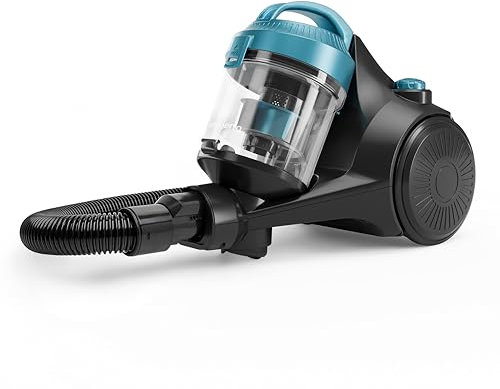 H.Koenig Aspirateur sans Sac cyclonique STC48, Aspirateur Traineau, Silencieux, Puissant 700 W, Capacité 2L, Compact et Léger pour Sols Durs, Filtre HEPA12, Bleu