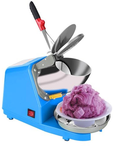 Machine à Glace Pilée Électrique en Acier Inoxydable - Broyeur à Glace, 300 W, 2 200 Tr/Min, avec Lame en Acier Inoxydable, pour Usage Domestique Et Professionnel,Blue