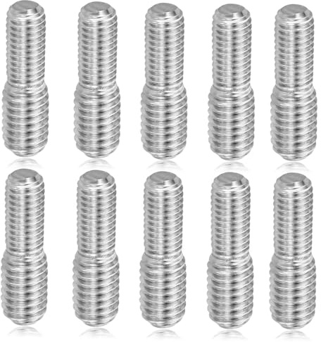Beojonvy Adattatore filettato m8 m6, 10 pezzi M6 x 1 su M8 x 1,2, vite filettata doppia estremità, bullone filettato in acciaio inox, 20 mm di lunghezza