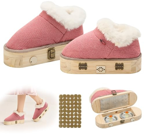 AODANC Moxibustion Shoes Moxas Stick Box,Mugwort Moxibustion Box Moxas Heat Packs Tool for Foot (Pink, 7-8.5)