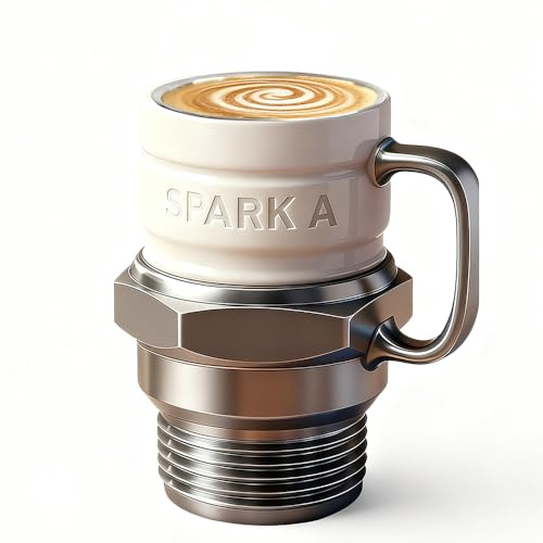 Weciau Spark Plug Mug, Personalized Coffee Cup with Retro Spark Plug Design, 200ML Creative Sparks Plug Coffee Mug, Engines Stainless Steel Cup for Car Lovers, Mechanics, Gearheads, Collectors
