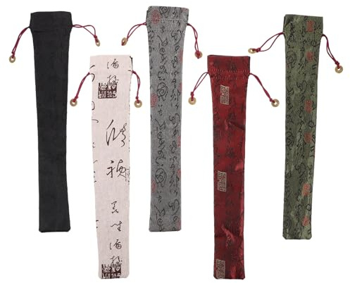 SOESFOUFU Bolsa para Abanicos de Mano de Algodón y Lino, 5 Unidades 9-10 Pulgadas, Funda Plegable Tradicional China para Proteger y Almacenar Abanico en Eventos Culturales y Viajes