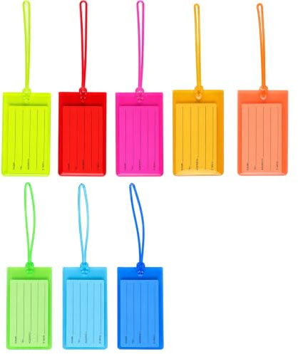 8 Pcs Luggage Tags for Suitcases, Premium Flexible Silicone Suitcase Tags, Waterproof Travel Luggage Labels with Name ID Card, Bright Colour Bag Tags for Cruise, Backpacks & Baggage