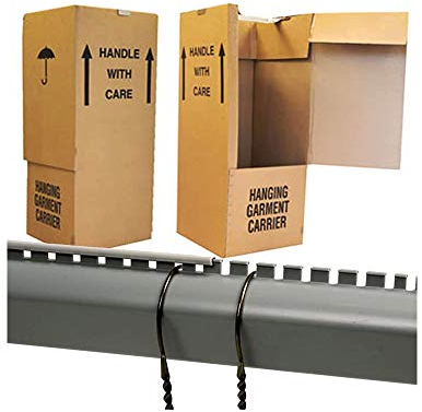 5 x LARGE STRONG WARDROBE CARDBOARD BOXES WITH HANGING RAILS FOR MOVING REMOVAL