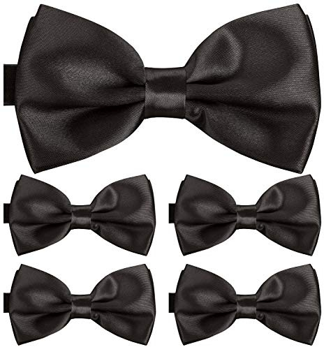 BomGuard Herrfluga set med 5 rosetter för män kostym dam bowtie, svart, En Storlek