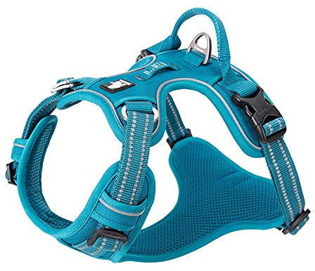 Truelove No-Pull No Overhead Reflective Dog Harness,Blue, XL | Side Release Neck Buckle, Adjustable, Easy to Wear, 2 Lead Rings, Outdoor Walking, For Small Medium Large Dogs, TLH56512
