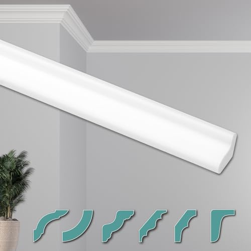 HEXIMO Deckenleisten modern XPS Styropor weiß, 2 Meter Stuckleisten Styroporleisten Zierleisten Stuck Eckleisten (20 Meter Deckenleisten ZG5)