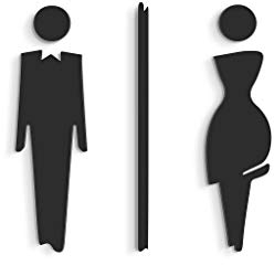 SIGNS - Plaque signalétique toilettes en Relief (15 cm) - Set adhésif Design Toilette SA110. Plaques toilette homme femme de salle de bains - Autocollants pour les toilettes, wc restroom (Prime Noir)