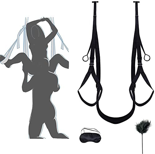 Columpio colgante giratorio con tapa para los ojos y pluma para parejas, soporta hasta 600 libras