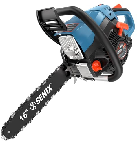 SENIX 16 Gas Chainsaw 46cc 4-Stroke Gas Powered Chainsaws, Cordless Chain Saw with Loop Handle for Wood Cutting and Tree Trimming, Low Emissions & Easy Maintenance, CS4QL-L3
