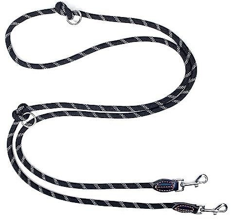 Trhillsbrad Hundeleine 3m x 10mm, 208g, Verstellbare hundeleine jeden Hund, Multifunktionsleine Doppelleine Umhängeleine robust, schwarz