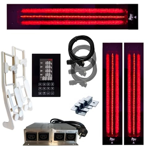 SET frameless InfraROTmed MAX© Tiefenwärmestrahler + Steuerung icon 4 TOUCH, Infrarotstrahler für Sauna und Infrarotkabine, Vollspektrumstrahler (2x500W + 1x1300W SW + S + 2x Lehne)