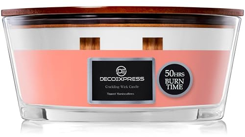 DECO EXPRESS Scented Candles, Double Wick Crackle Candles, Long 50 Hours Burn Time, Calming & Cosy Home Decor, Birthday, Valentine’s Day & Mother’s Day Decor & Gift Idea (Toasted Marshmallows)