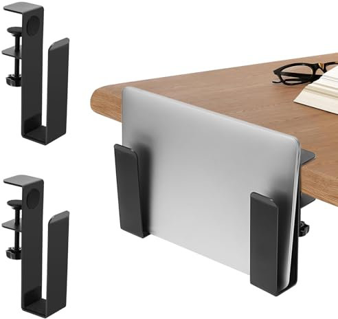 CAUTIOUS Support Réglable Bureau Latéral Support Latéral Ordinateur Portable Réglable Organisateur Latéral en Métal de Table Rangement Latéral de Bureau Noir Tablettes Livres (38mm/0.2-5cm)