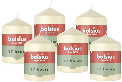 Bolsius - Bougie pilier lisse - Ivoire - 8 x 5,8 cm - Non parfumée - Cire végétale naturelle - Sans huile de palme