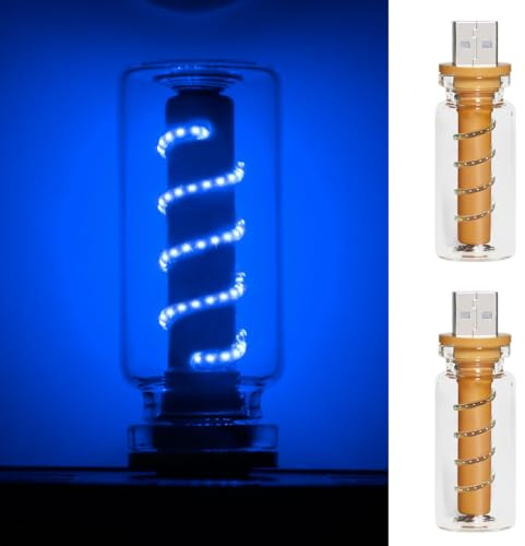 2 PCS Lampe rétro pour Voiture,Lampe d'ambiance d'intérieur à LED USB, Tactile et dimmable,Veilleuse USB pour Voiture,Mini Lampe d'intérieur à LED Portable pour Voiture,Chambre à Coucher,Salon,Bleu