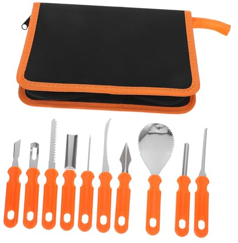 MAGICLULU 10piezas Kit para Tallar Calabazas con Cuchillo Dentado y Herramientas de Acero Inoxidable para Halloween Decoraciones y Manualidades de Esculpir Calabazas