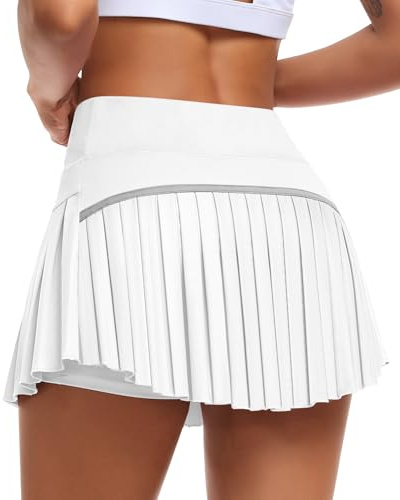 JoyGirl Pleated Tennis Skirt High Waisted Golf Skorts | Built-in Shorts with Pockets,Tummy Control Tennis Skorts for Women,Breathable Golf Skirt for Gym,Sports,Running & Workouts