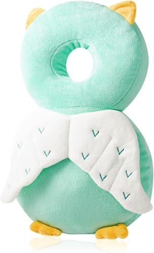 Protector de Cabeza de Bebe, Almohadillas de Seguridad Ajustables para Bebes,Cojín Protector Ajustable para Cabeza para Bebés de 4 a 24 Meses para Gatear y Camina (Búho de Peluche)