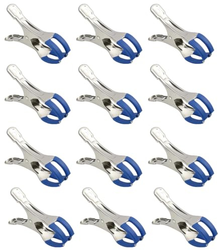 Xotectrix Lot de 12 Pinces Métalliques pour Bâche Piscine Bleu Acier Inoxydable Clips Fixation Serre Film Étendre Linge Couvertures