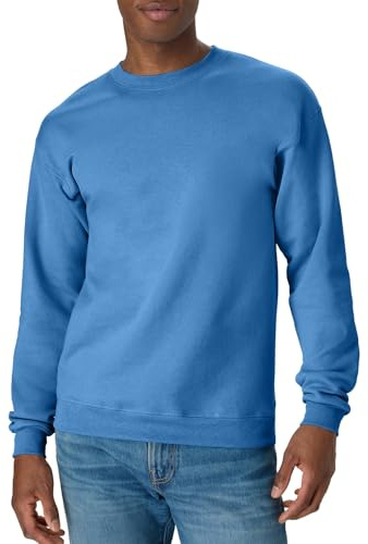 Hanes Men's EcoSmart Fleece Sweatshirt, Cotton-Blend Pullover, Crewneck Sweatshirt for Men (1 or 2 Pack), Denim Blue - 1 Pack, M