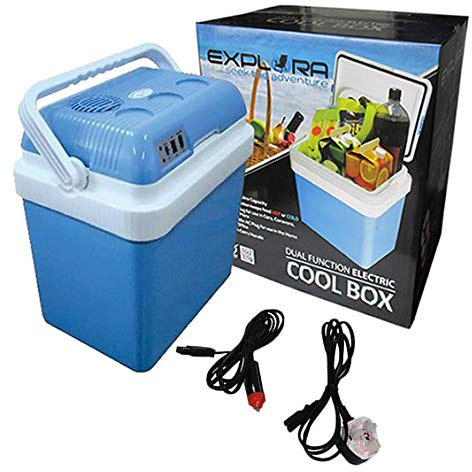 Explora® 24L Electric Cool Box Cooler Hot Cold Portable Dual-Function 2-in-1 With 12V DC & 240V AC Adaptors