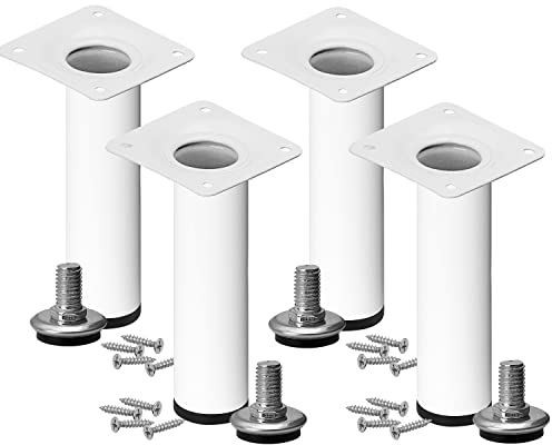 Stahlia Möbelfüße verstellbar (4er Set) Weiß 40cm Höhe belastbar bis 50kg Sofafüße Schrankfüße Möbelbeine höhenverstellbare Füße Metallbeine