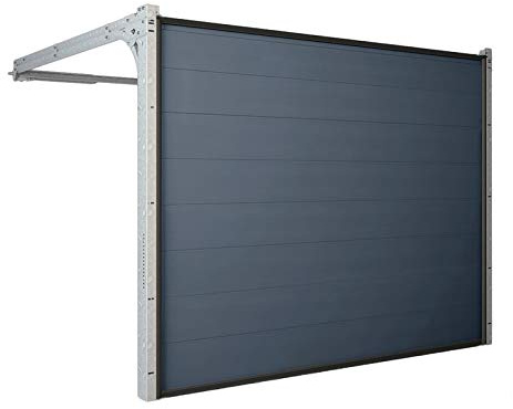 HORI Garagentor mit Antrieb und Handsender I Sektionaltor gedämmt I viele Größen wählbar I Woodgrain I M-Sicke I Anthrazit RAL 7016,RAL 9016 I Größe 2375 mm x 2000 mm