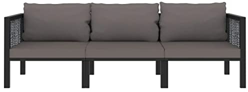 vidaXL Sofa 3-Sitzer mit Auflage Gartensofa Lounge Gartenbank Gartenmöbel Sitzgruppe Ecksofa Mittelsofa Garnitur Couch Anthrazit Poly Rattan