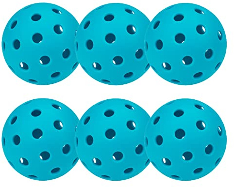 Pozzobon Floorball & Unihockey Ball, Pickle Ball, Pickleball 6er Set, Wettkampfball + Trainingsball mit 40 Löcher PKQ-01 (6 Hell Blau)