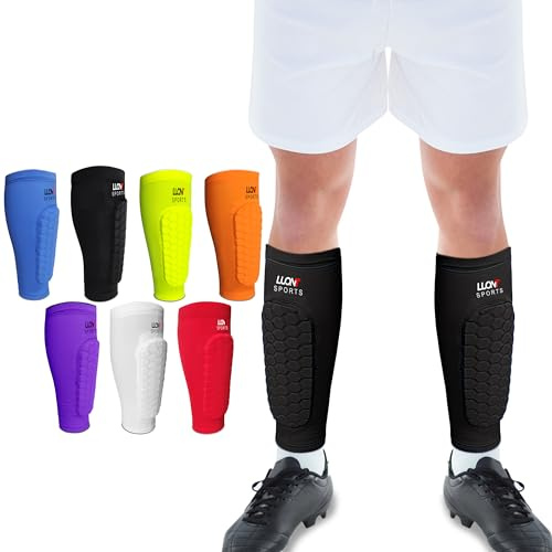 LUONT - Soccer Shin Guards for Men, Women & kids | Protective Football Soccer Pads with Superior Impact Absorption, Breathable, & Lightweight | Football Shin Guards Sleeves (L, Black)