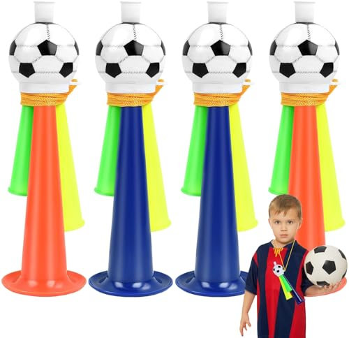 Csirnto Vuvuzela - 4 tromba di calcio per bambini, per adulti, feste, campionati del mondo