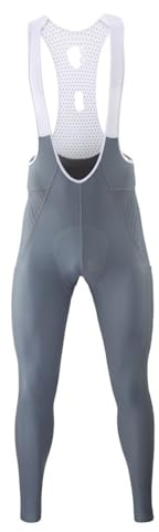 NihaoWXM Salopette Ciclismo Uomo Pantaloni Lunghi da Ciclismo da Uomo Autunno Gel Pad Pantaloni con Bretelle da Bici Riflettenti Pantaloni da Bicicletta Traspiranti con Tasca Posteriore(Grey 1,L)
