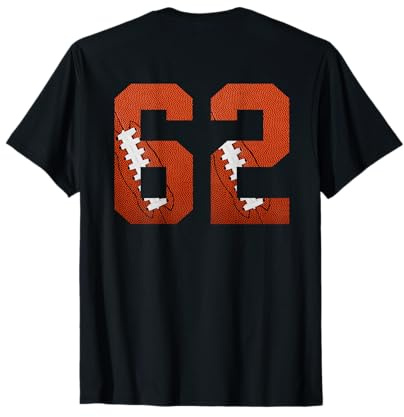 Nummer 62 Rückseite – American Football Trikot nummeriert T-Shirt