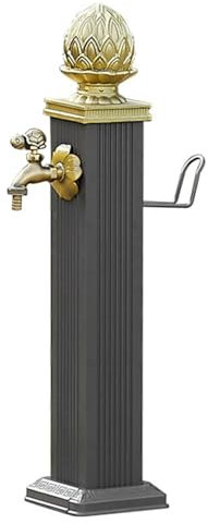 Freestanding Outdoor Water Column with All Copper Faucet, Floor Mount Water Tap with Stainless Steel Inner Tube and Hose Bracket for Garden, Irrigation and Watering Fountain