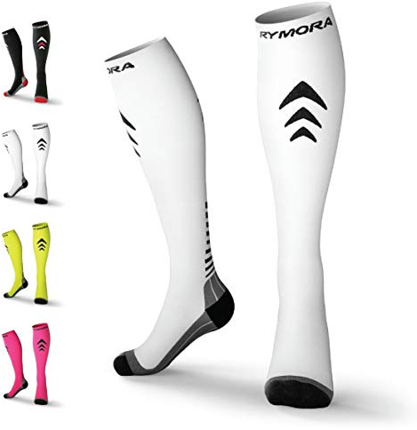 Compression Socks for Men and Women - for Running, Sports, Work & More (One Pair) (Cushioned) (White) (Small: UK 3-6.5 / EU 35-39) [S]