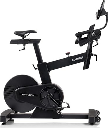 HAMMER Speedbike HyRace S – Indoor Cycle Heimtrainer mit 20 kg Schwungmasse, Tablet- & Smartphonehalterung, Bluetooth, kompatibel mit Kinomap & Zwift, Fitnessbike in Studioqualität