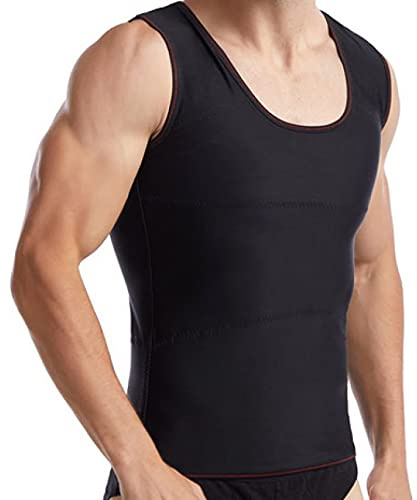 TTDGYYXW kompressionsskjortor för män för midjebantning, magkontroll shapewear toppar fitness kroppsskjortor rund hals