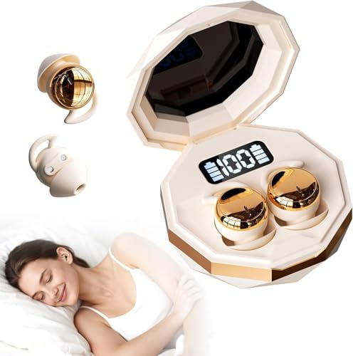 Eirolace Écouteurs de Sommeil Bluetooth 6.0, Mini Intra-Auriculaires sans Fil pour Dormir sur Le Côté, 28H de Lecture, Silicone Liquide Doux, Écouteurs de Sommeil pour Dormeurs Latéraux, Sport, Trava