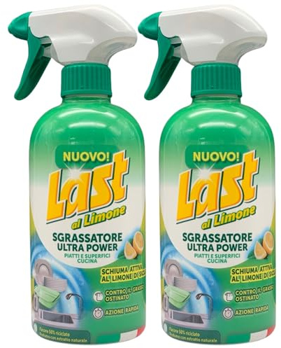Sgrassatore Spray Schiuma Attiva ULTRA POWER Limone Per Piatti e Superfici Della Cucina. Contro Il Grasso Ostinato, Ad Azione Rapida 435ml (2 Spray)