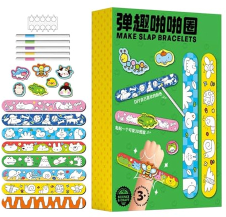 Pulseras Slap para niños y jóvenes | Relleno de calcetines DIY con patrón de animales coloridos y lindos - Pulseras rápidas de manualidades escolares para niños | Para niños, niñas, adolescentes