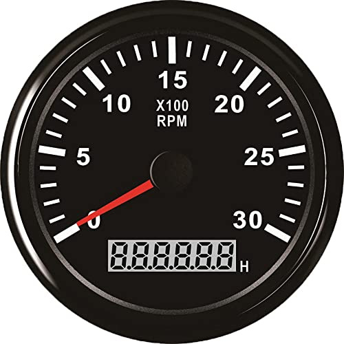 ELING Vattentät varvräknare REV-räknare RPM-mätare med timmätare 0-3 000 RPM 85 mm 9-32 V med bakgrundsbelysning