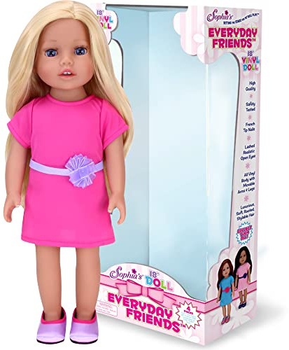 Sophia's 18 Inch Baby Doll Chloe with Pink Dress & Doll Shoes, Everyday Girl Collection, 18'' Vinyl Baby Doll with Blonde Hair