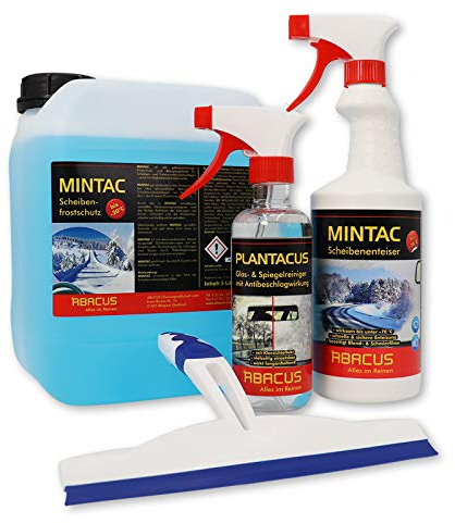 ABACUS® Mintac Winter - Windschutzscheiben Set - Antibeschlag Spray & Scheibenenteiser & Scheibenfrostschutz & Abzieher (7467)