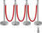 FlowerW Set of 4 Silver Round Top Queue Barrier Posts Stands Security Stanchion Rope Divider with 1.5M Red 3 Velvet Rope